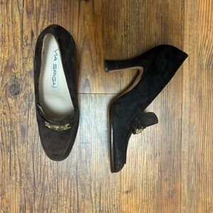 Via Spiga Dark Brown Heels with Gold Accent